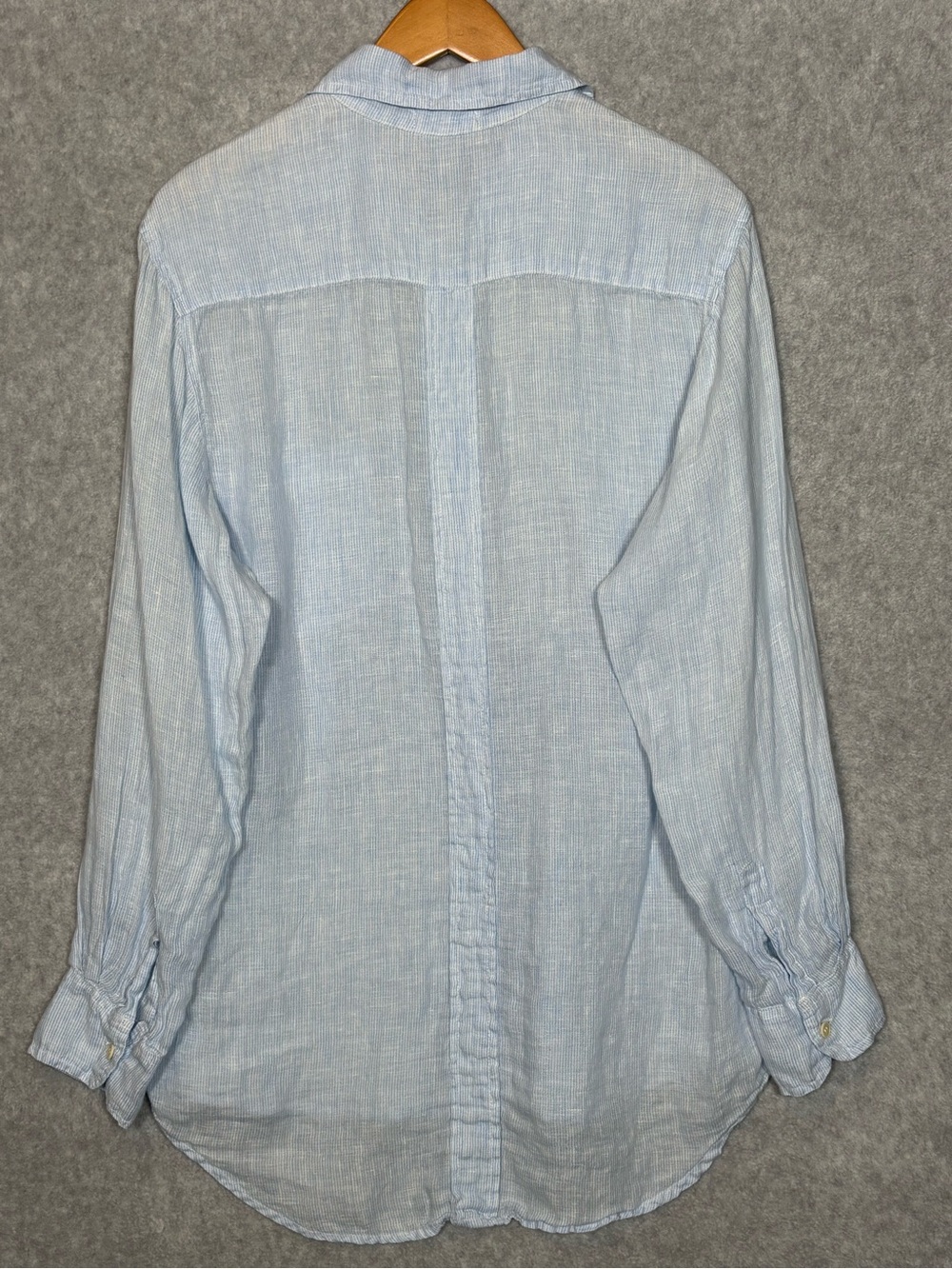 CP Shades Long-Sleeve Button-Up Linen Shirt-Light Blue/White Striped-Women Small - Picture 4 of 5